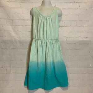Cherokee Girls Ombré Blue-Green Scoop Neck Tank Summer Dress